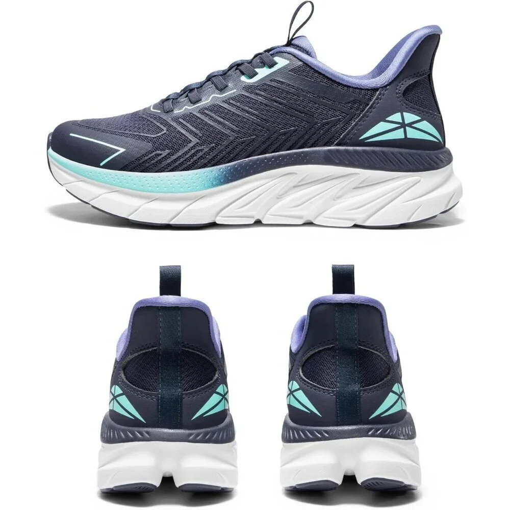 Women's Blue Black Walking Shoes Comfort Breathable Non-Slip Gym Sneakers